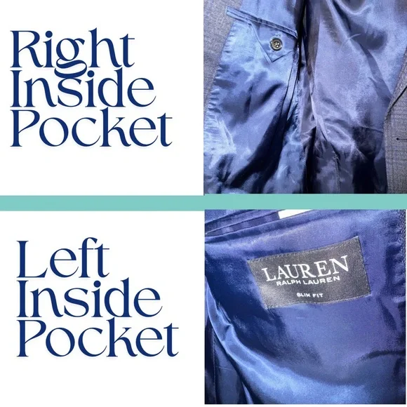 Lauren Ralph Lauren Men’s Gray Blue 100% Wool Blazer Sports Jacket - Picture 3 of 6